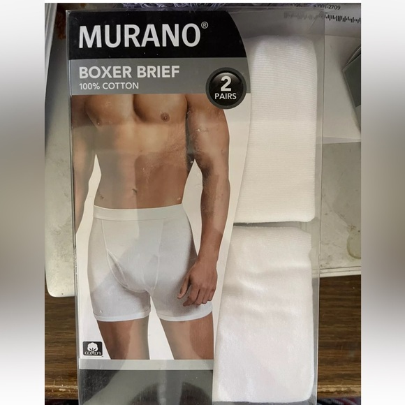 Murano Other - Murano Men's Solid 2 Pack Cotton Boxer Brief, White Large 36-38